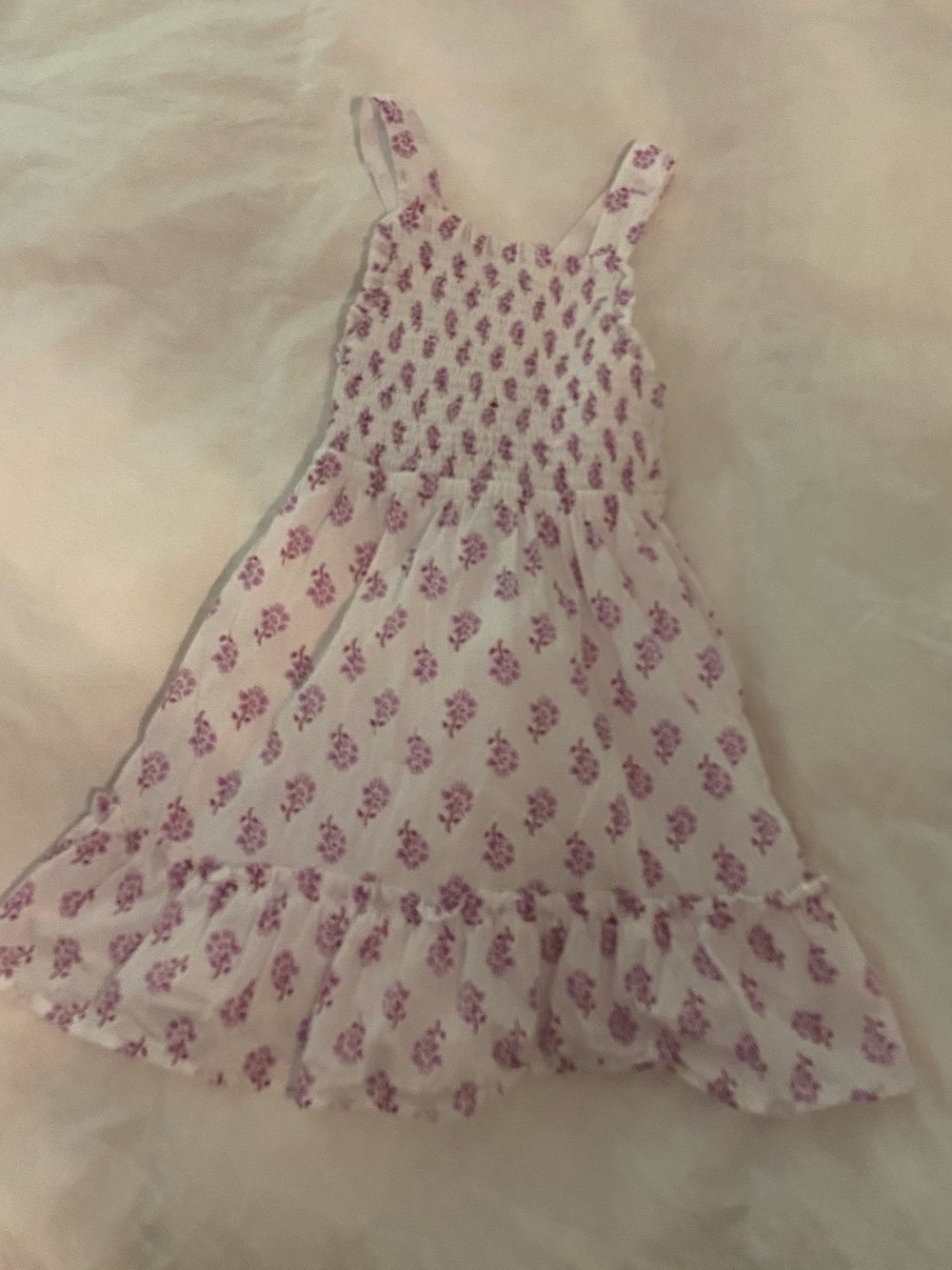 Crewcuts J.Crew Purple Floral block print Smocked Sundress 4T